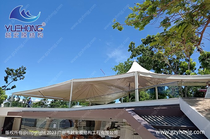 菲律賓室外咖啡廳膜結(jié)構(gòu)頂棚案例